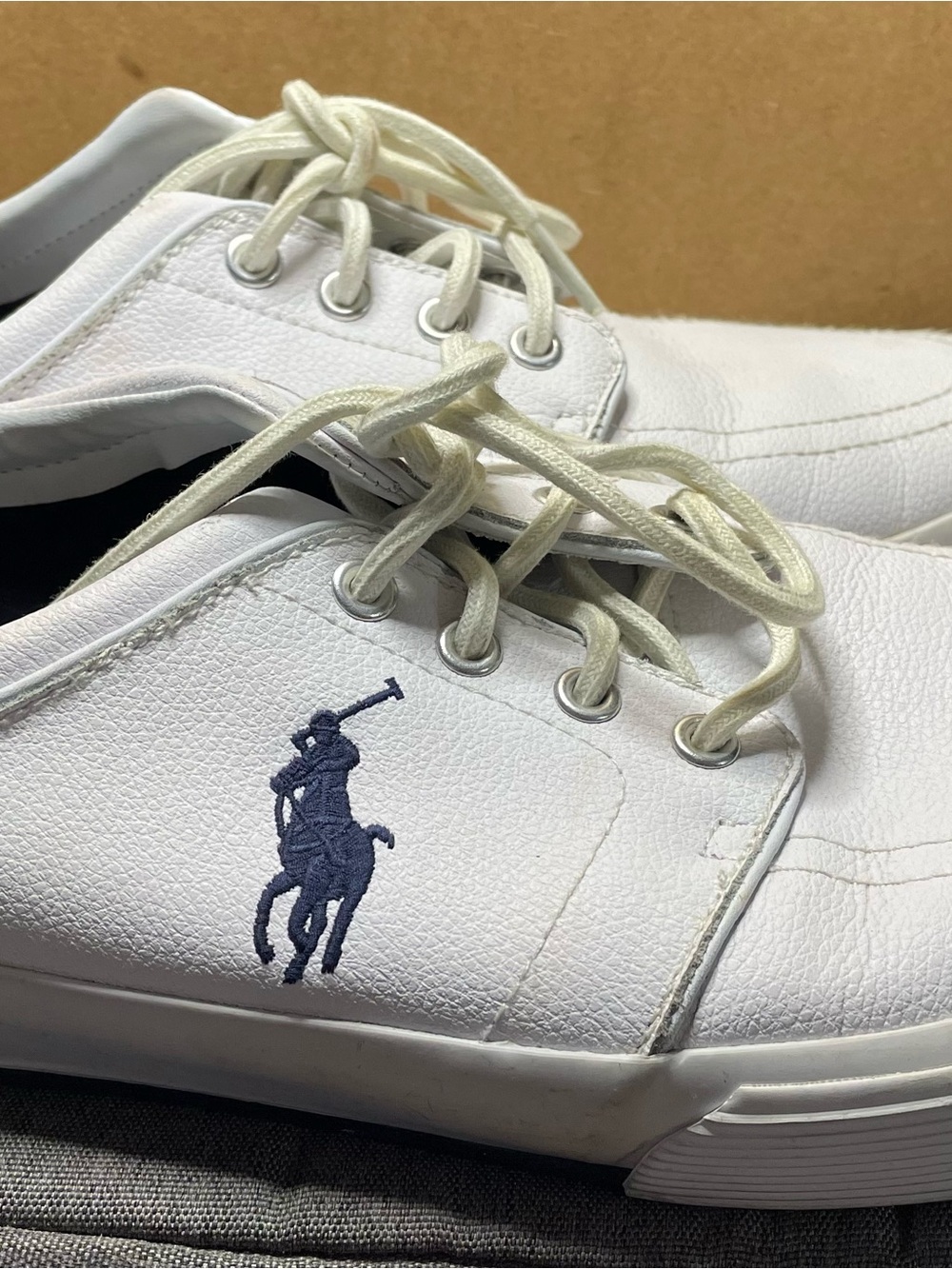 Polo by Ralph Lauren White Leather Low-Top Sneakers with Navy Logo